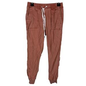 Dear John Jacey Jogger Pants Women's 28W Brown Tencel High-Rise Drawstring Waist